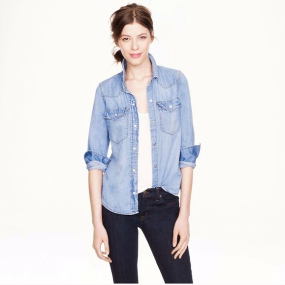 j crew denim shirt womens